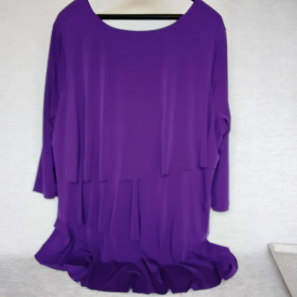 Susan Graver Woman 1X Vibrant Purple Tiered Ruffle Blouse - Picture 3 of 7